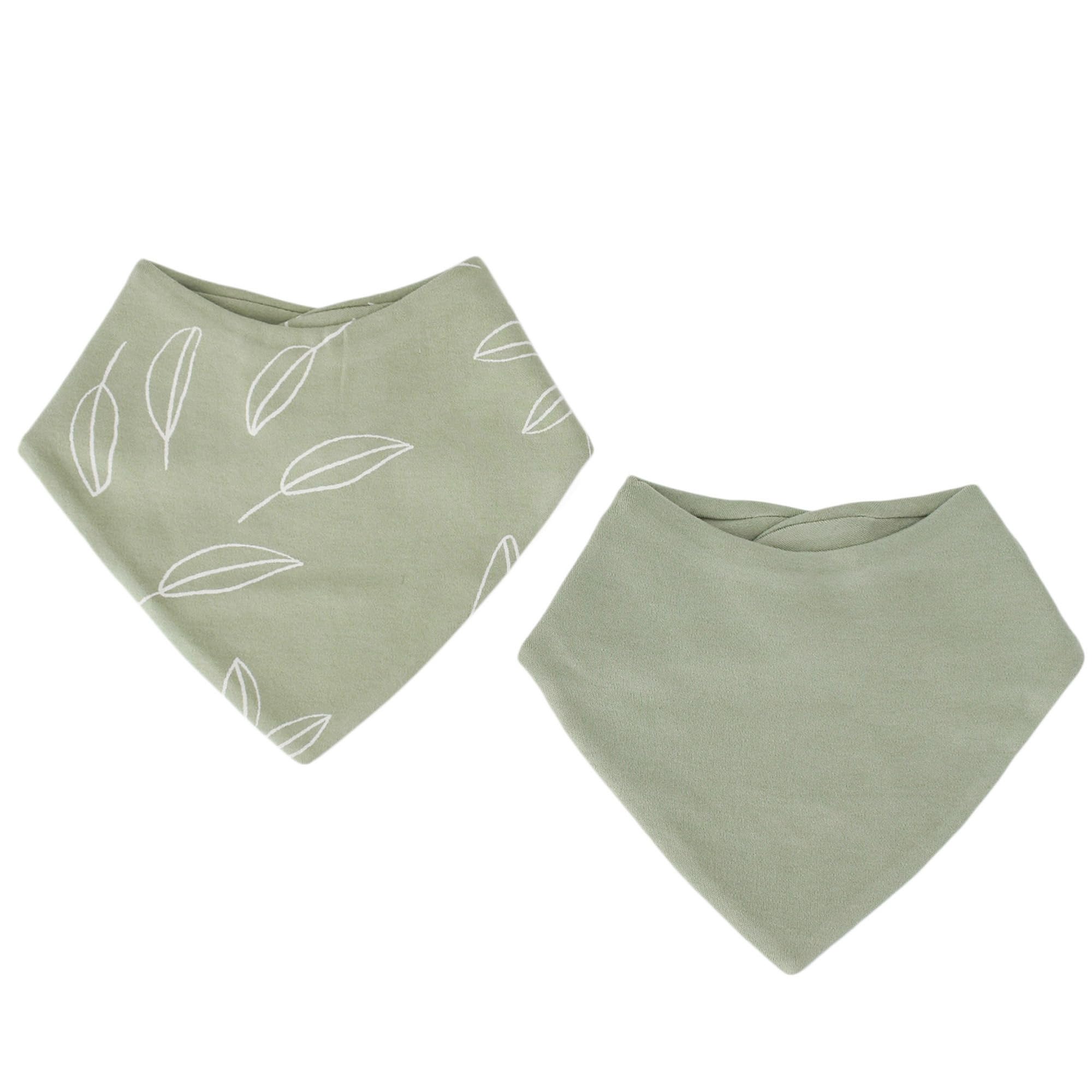 Woolino Merino Wool Baby Bibs - Highly Absorbent Bandana Bib with Cotton Outer Layer and Merino Wool Inner Layer - Pack of 2