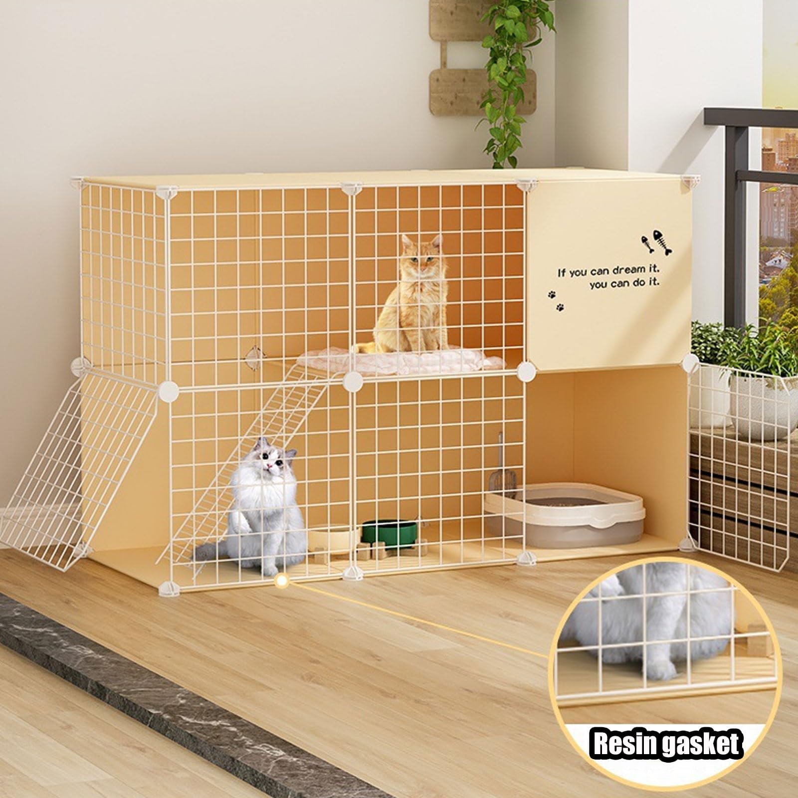 Enclos for Chat Extérieur Cage for Animal de Compagnie Parc Amovible Extra Large for Chat, Maison for Chats Extérieur/Intérieur Facile À Nettoyer, 3 Couleurs