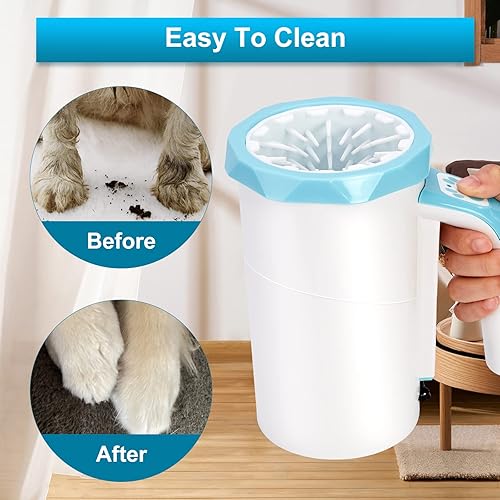 Miniatura 4 de Limpiador automático recargable de patas de perro, taza de lavado de patas de perro, limpiador portátil 2 en 1 de patas de mascota con cepillo de