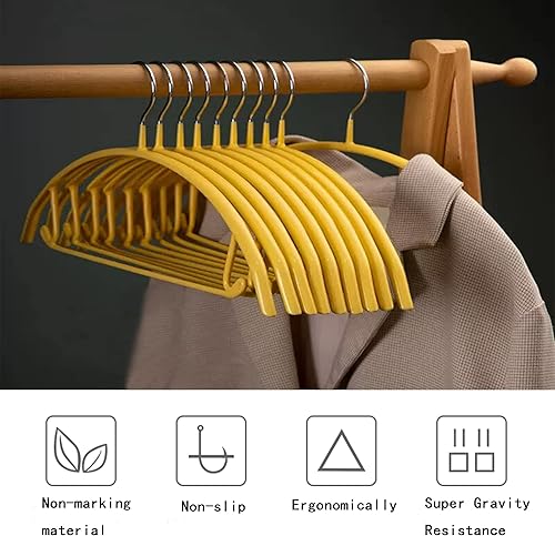 Miniatura 2 de ShgHzz Paquete de 20 perchas de metal con revestimiento de PVC de alta calidad, resistentes, antideslizantes, delgadas, perchas para camisetas de