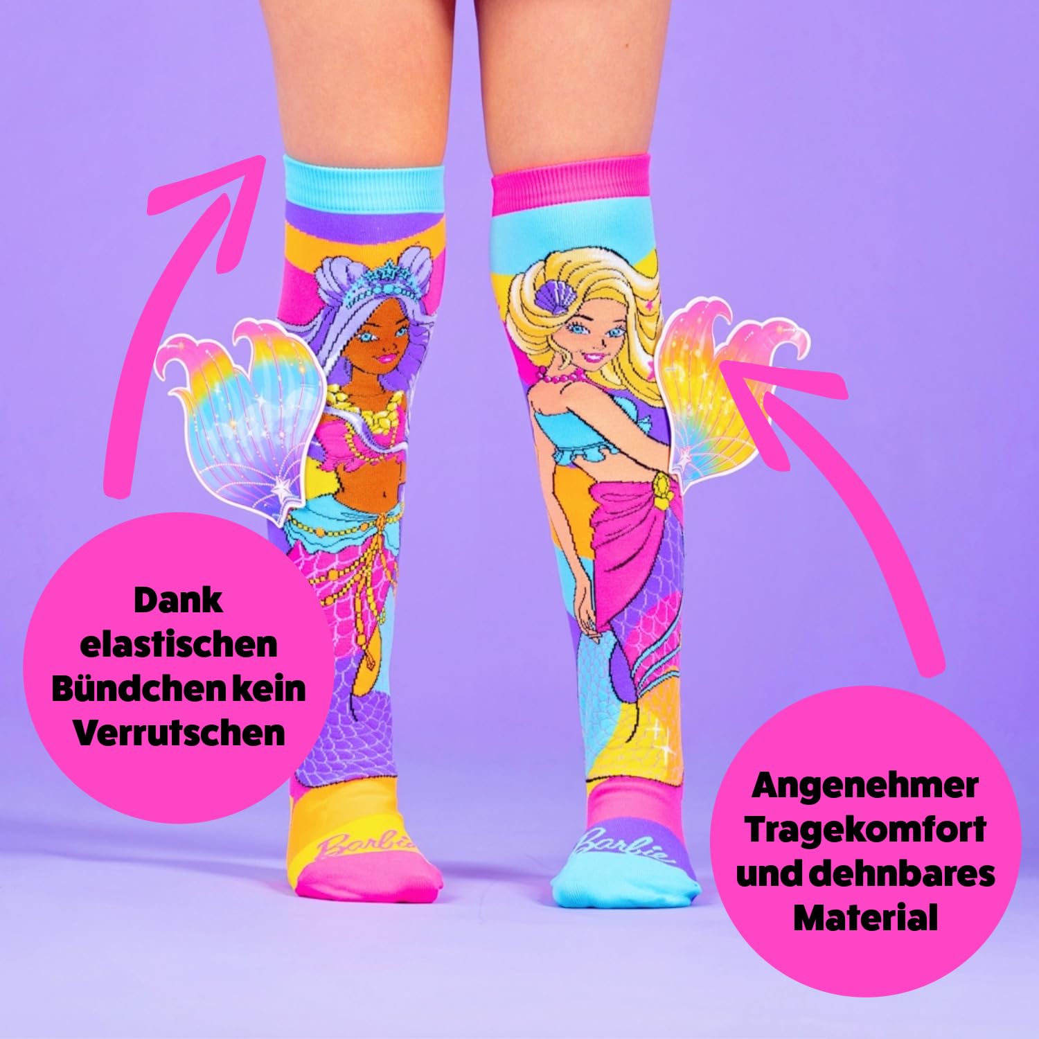 Madmia Barbie Mermaid Socken Par de Calcetines, carbón, 6-99 para Niñas