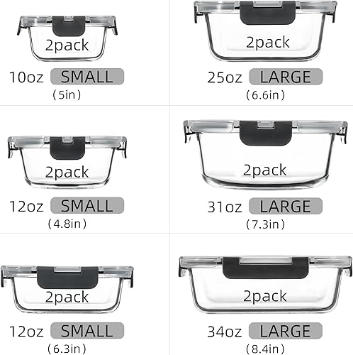 Miniatura 2 de Juego de 12 recipientes de vidrio para comida preparada, para almuerzos, aptos para lavavajillas, color gris