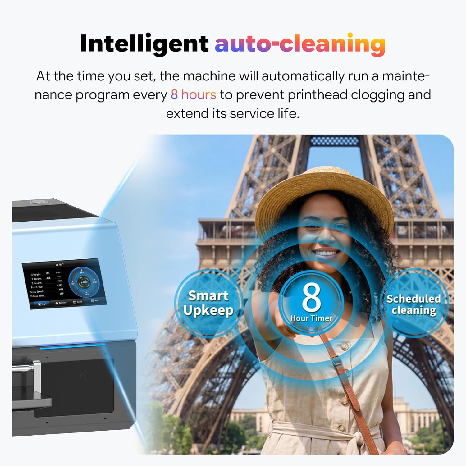 MZK A3 Pro F1080 DTF Printer(XP600 Gen2),Automatic Time Cleaning Maintain printhead+Ink Anti-Clog Design,2X Faster,13+" DTF Film,5" LED Touch Screen,Dual Ink Level Alert,Film Cutter,Gift Ink 2 Years