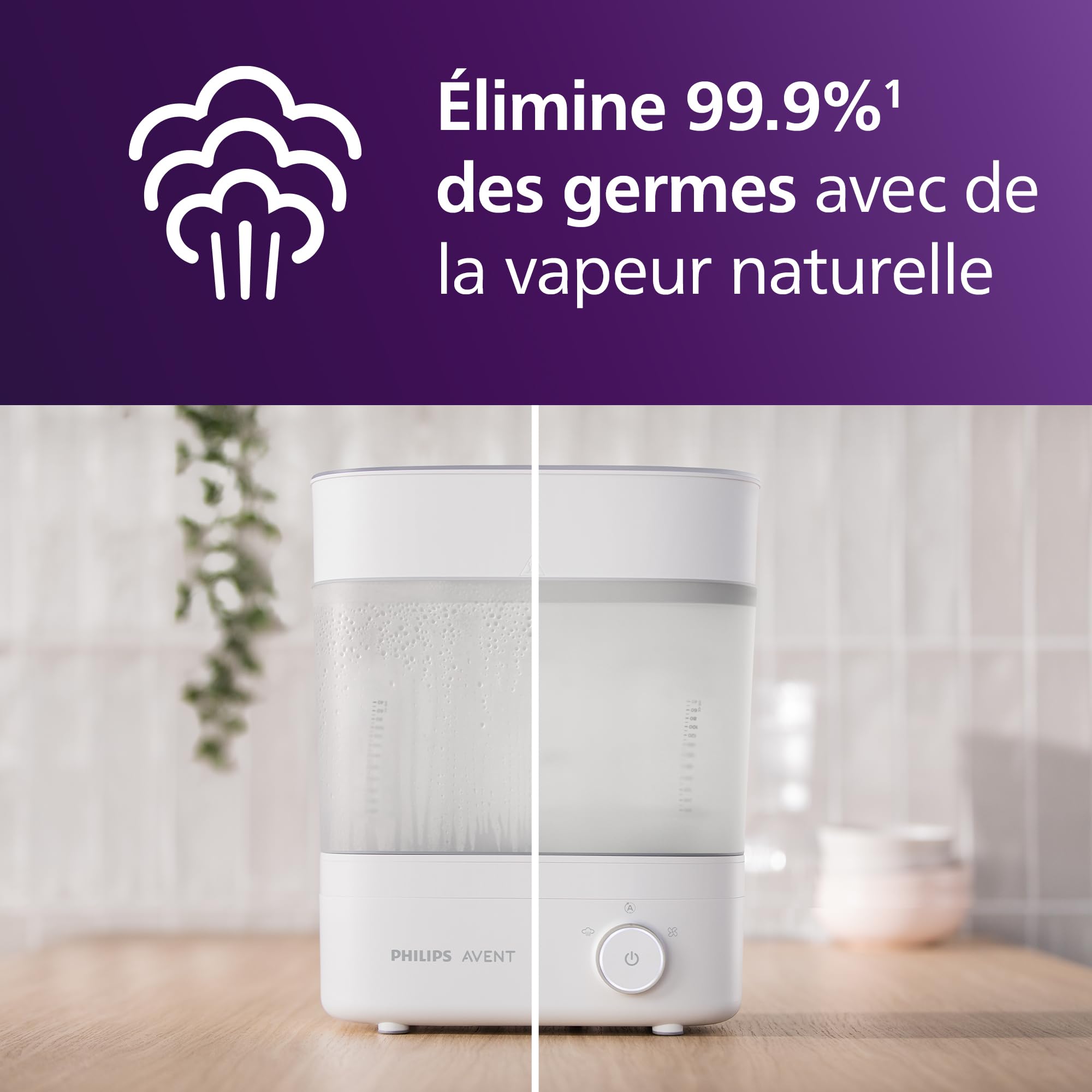 Philips Avent Premium stérilisateur et sèche-biberon, élimine 99,9% des bactéries, sans produits chimiques, capacité de 6 biberons/tétines/accessoires, modèle SCF293/00