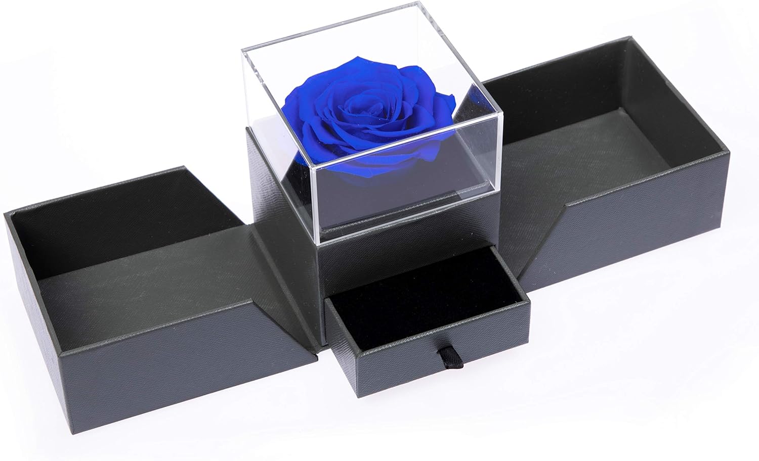 Handmade Preserved Flower Rose Jewelry Gift Box, Never Withered Roses, Upscale Immortal Flowers, Eternal Life Flowers for Love Ones, Gifts for Women,Mom,Girlfriend (Blue)