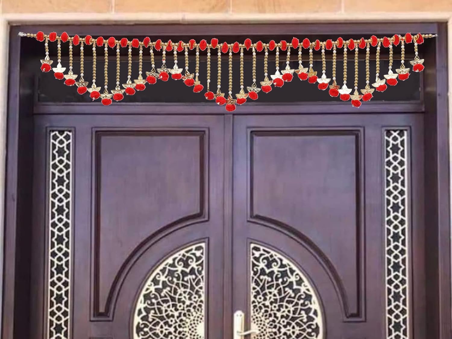 Toran for Door Toranam Jumar for Diwali Decoration Golden and Red Color