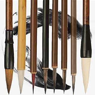 WSNDM 8 PCS Calligraphy Brush, Brush Set Beginner, Excellent Chinese Calligraphy Brush, Ink Painting Writing Art Drawing Pro Paint Brushes Set, Mixed Sizes, Suit Watercolour Painting