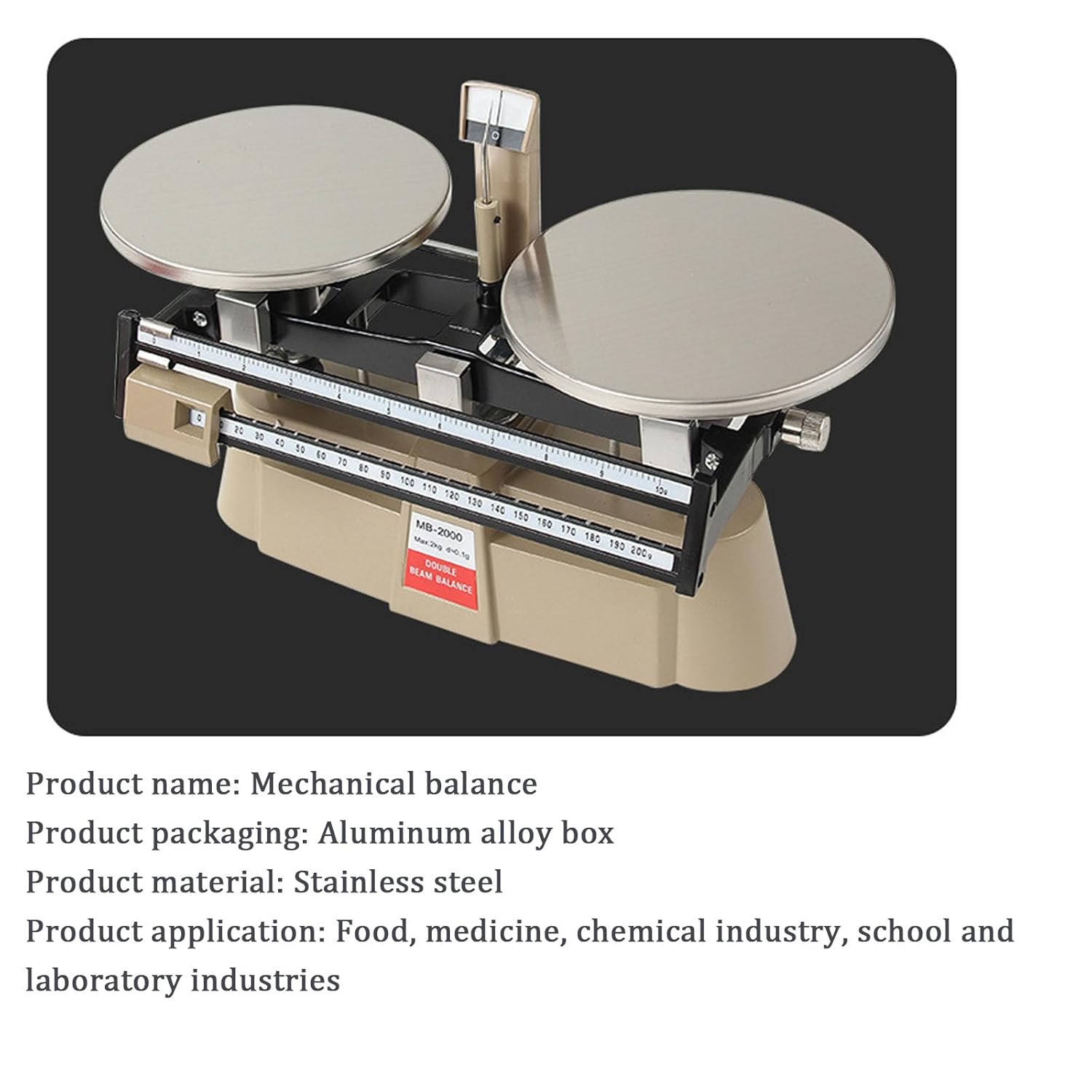 Precision Mechanical Balance, Lab Analytical Double Pan Scales, Mechanical Tray Balance Scale with Weights, with Zero Adjustment Knob, Weight Kit, Weighing Range 0.1g-2000g, for Colleges, Laboratory