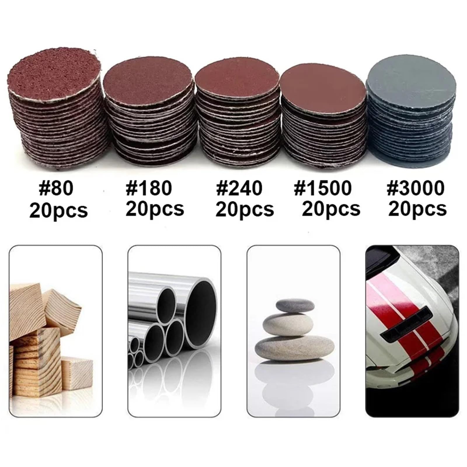 Dischi Abrasivi 100 pezzi 25 mm disco abrasivo da 1 pollice carta abrasiva tampone for lucidatura(1PC Holder)