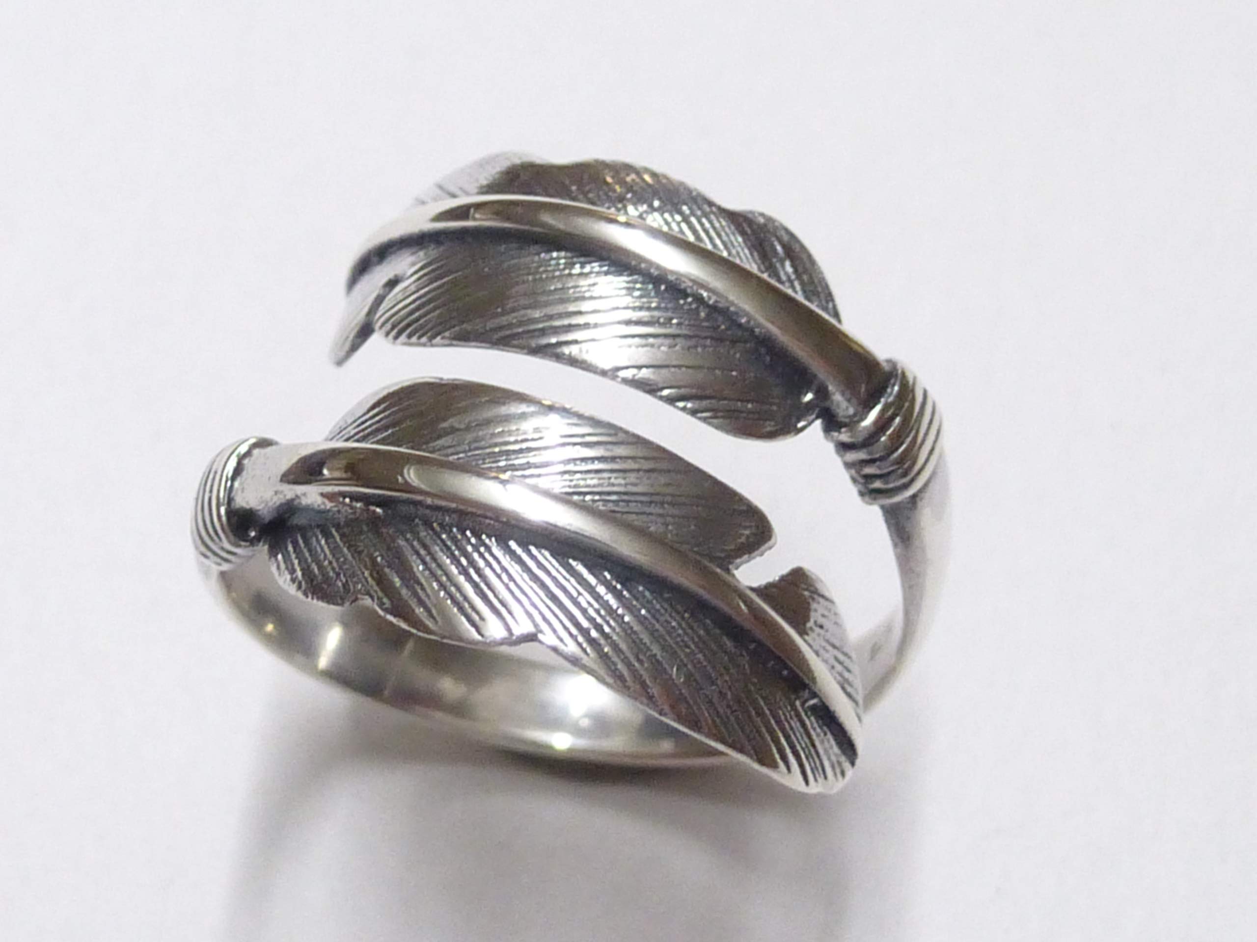 Offener Bandring Motiv Feder, Sterlingsilber, Ringgröße 58-18,5 größenverstellbar, Ringe Unisex