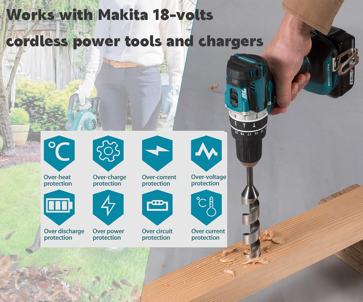 2X Batteria BL1850B 18 V 5 Ah con caricatore DC18RC per Makita 18 V Batteria LXT agli ioni di litio BL1860B BL1850 BL1840 BL1830 LXT-400