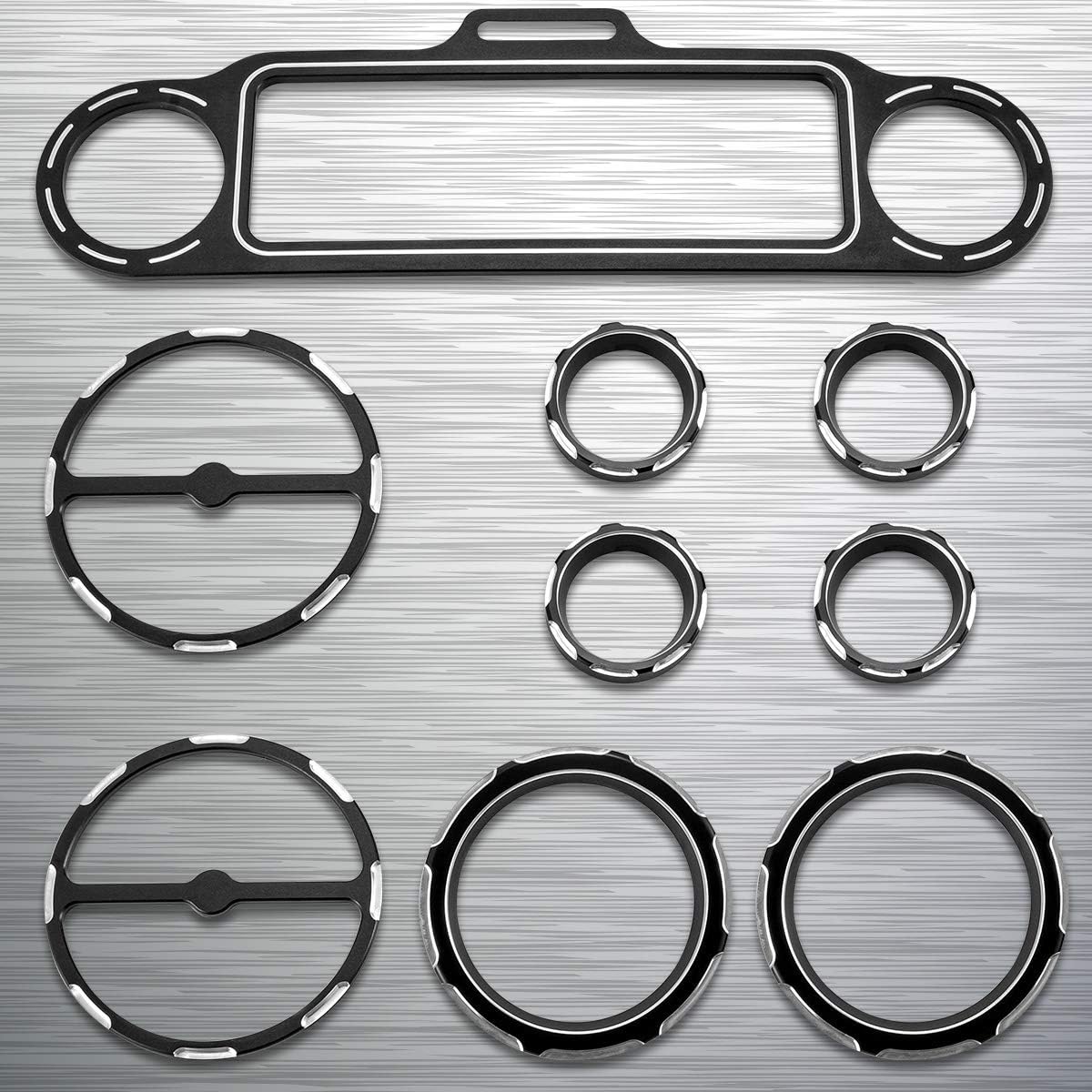 KATUR Stereo Accent Speedometer Gauge Bezel Trim Ring Speaker Cover Set Black Billet Aluminum Motorcycle Inner Fairing Trim Kit Compatible with Harley Davidson Touring 1996-2013 (9 PCS)