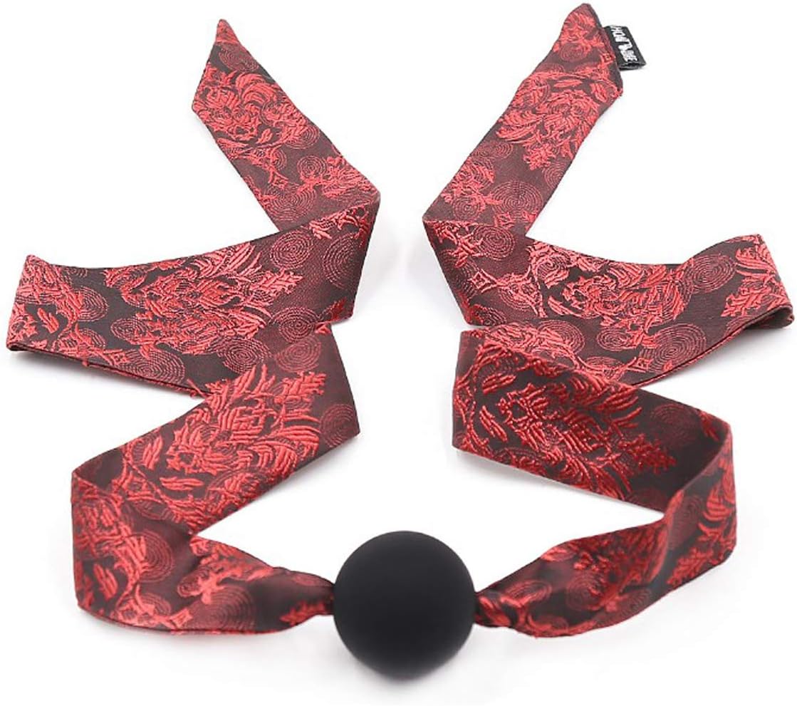 Silicone Open Mouth Ball Gag with Jacquard Ribbon for Men Women