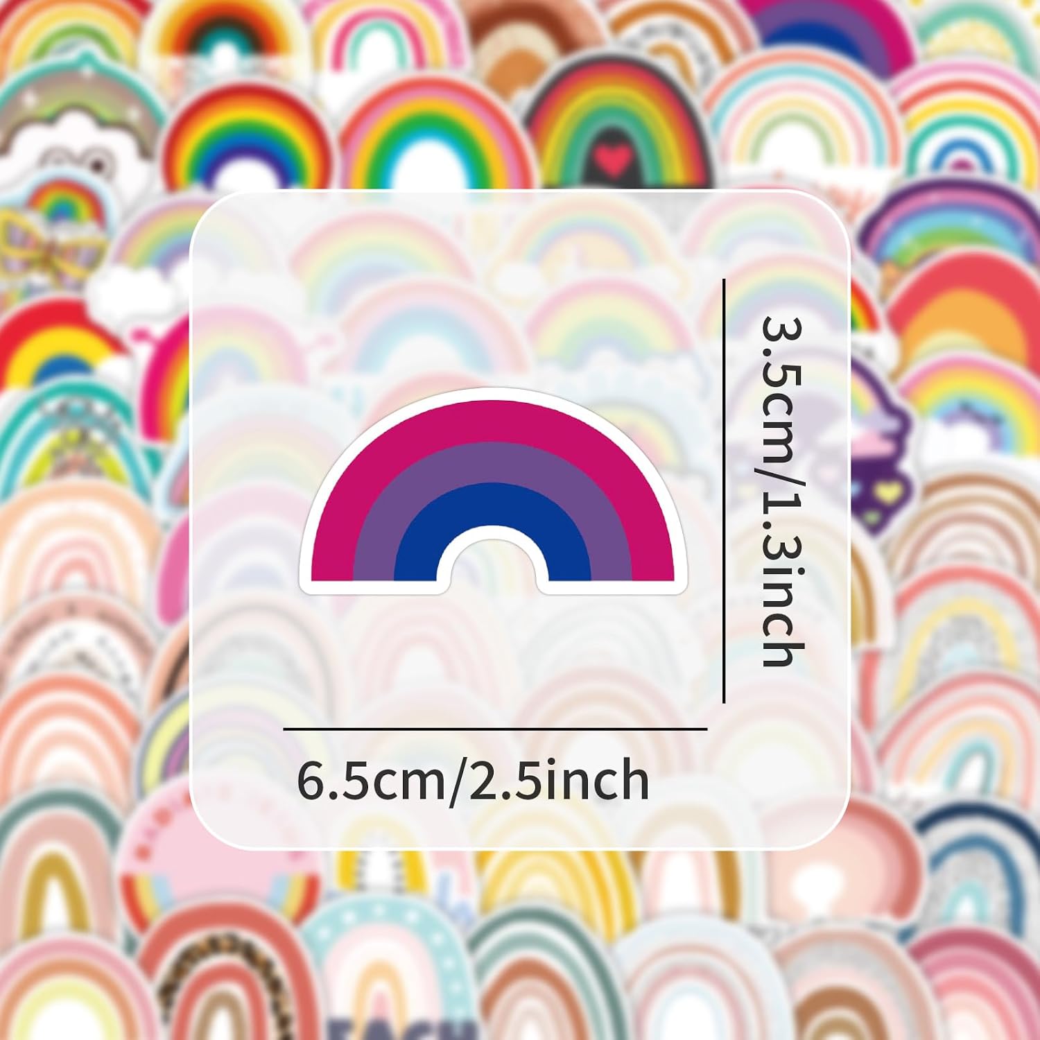 100pcs Cute Rainbow Stickers Set Waterproof Vinyl Multipurpose Decorative Stickers for Kids Teens Laptops, Water Bottles, Notebooks, Mobile Phones, Luggage image 2