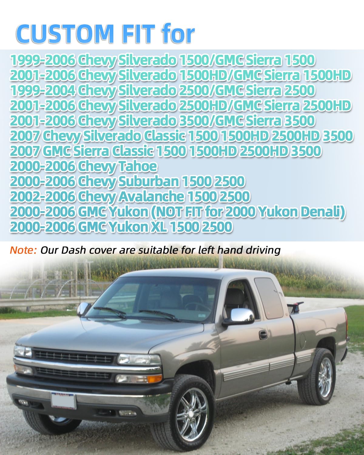 POSAID Dash Cover for 1999-2006 Chevrolet Chevy Silverado GMC