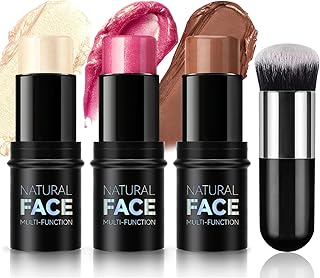 احمر خدود كريمي من 3 قطع من الميكاكوز، قلم كونتور هايلايتر للخدود والشفاه، لمسة نهائية ندية خفيفة الوزن للبنات والنساء، مجموعة كونتور مقاومة للماء وتدوم طويلا