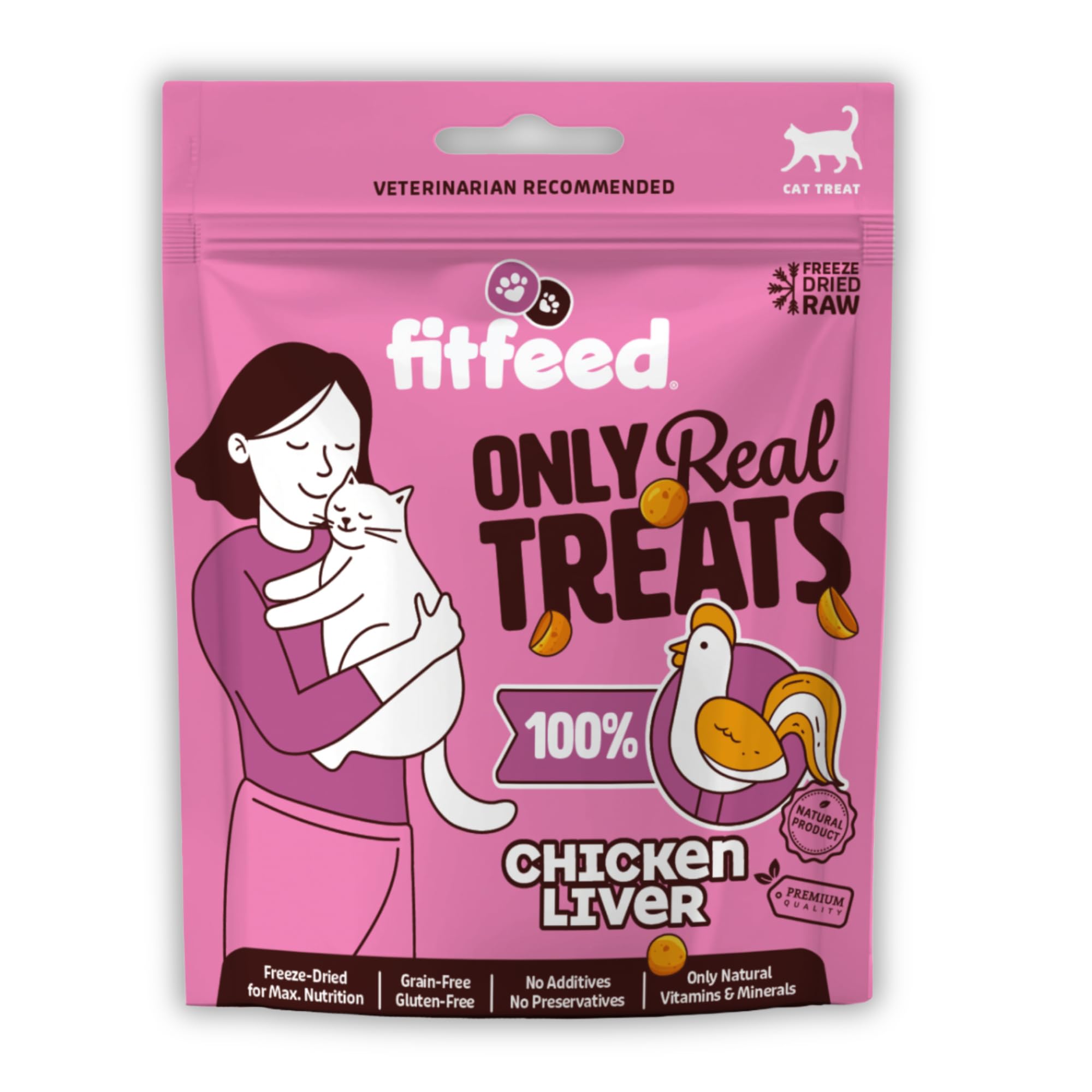 fitfeed Freeze-Dried Çiğ Tavuk Ciğer Kedi Ödül Maması 40g