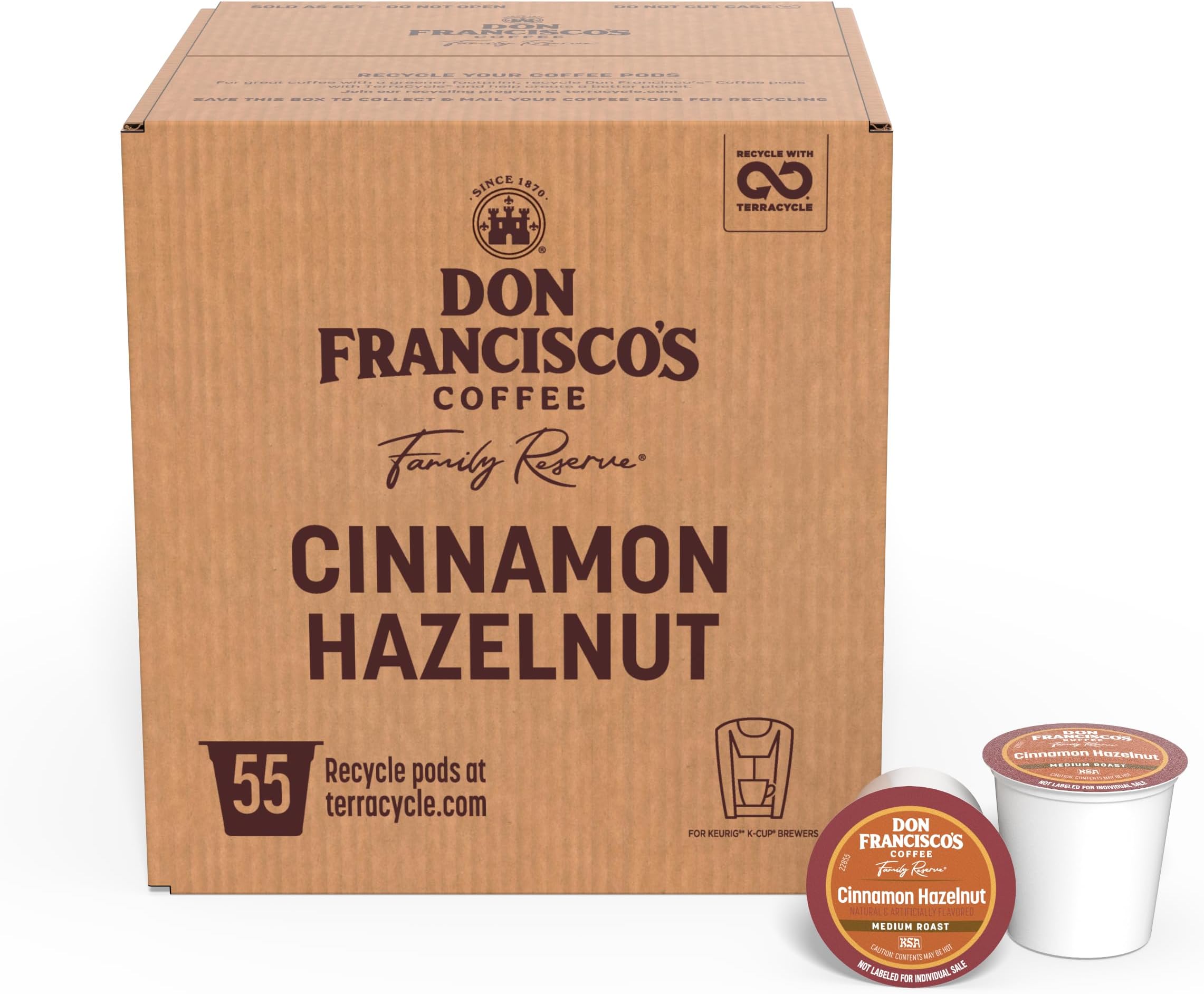 Don Francisco's Cinnamon Hazelnut Coffee Pods, Medium Roast, 55ct