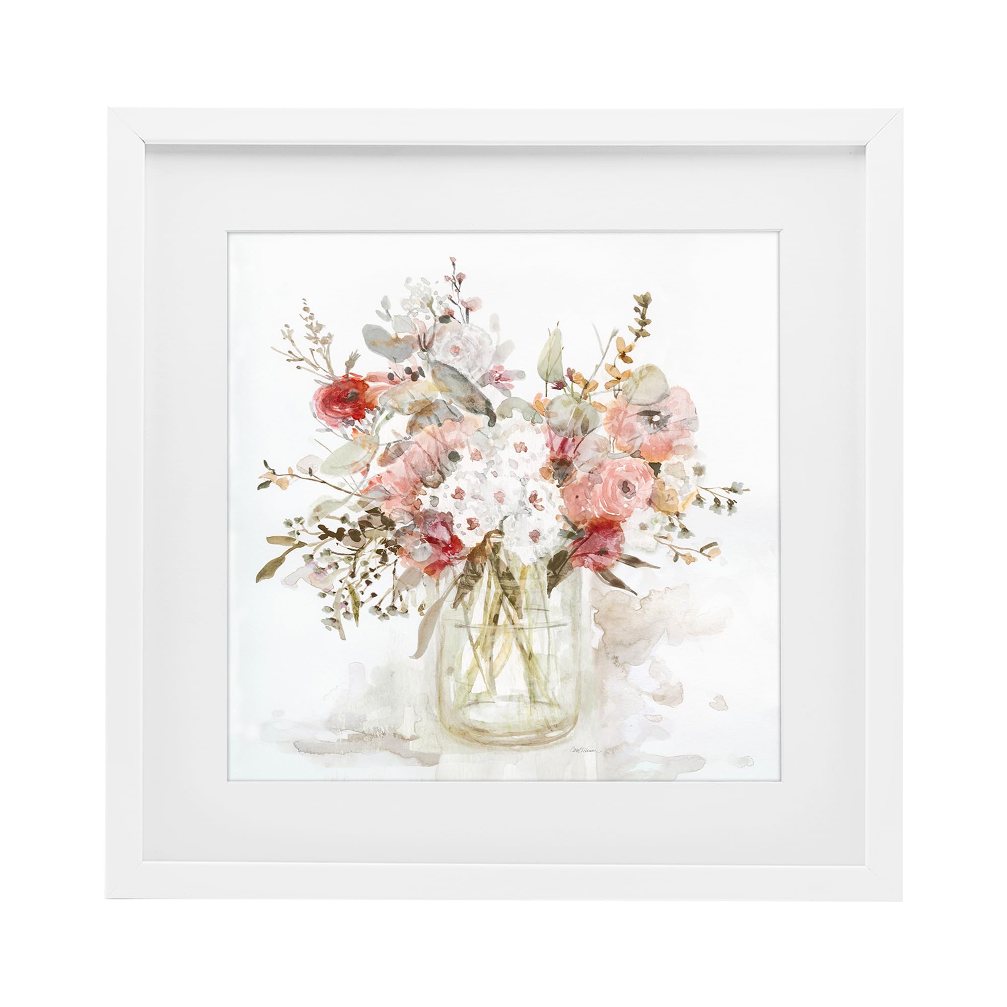 'Soft Blush Botanical Bouquet'| Framed Print Under Glass