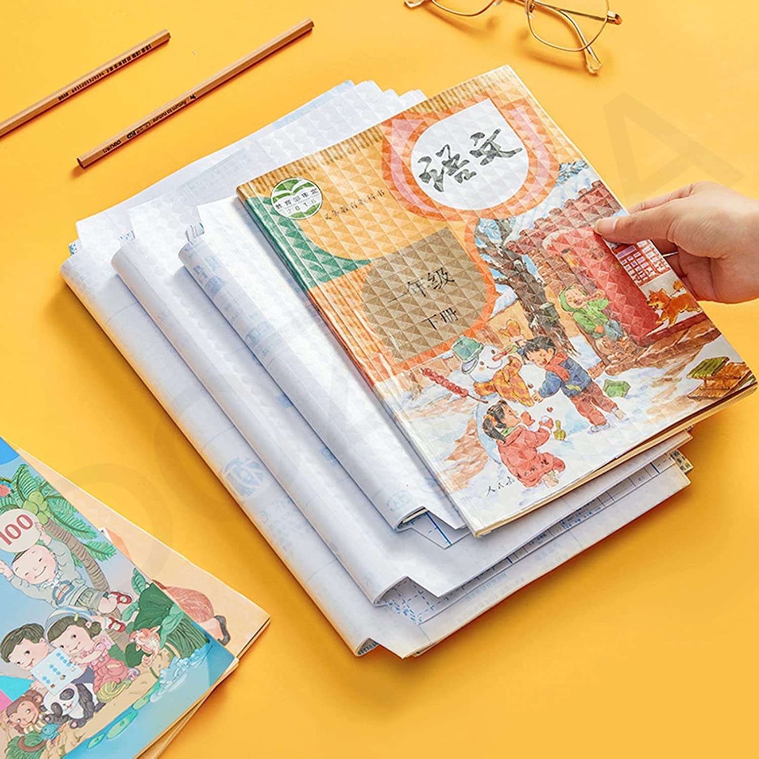 DOZERA Book Cover Sticker Transparent Self-Adhesive Film Clear Matte for Craft, Waterproof School Textbook Protective Case Cover, Book Cover Paper Sticker (Set of 30 Pcs, 3 Sizes Book Cover) 3
