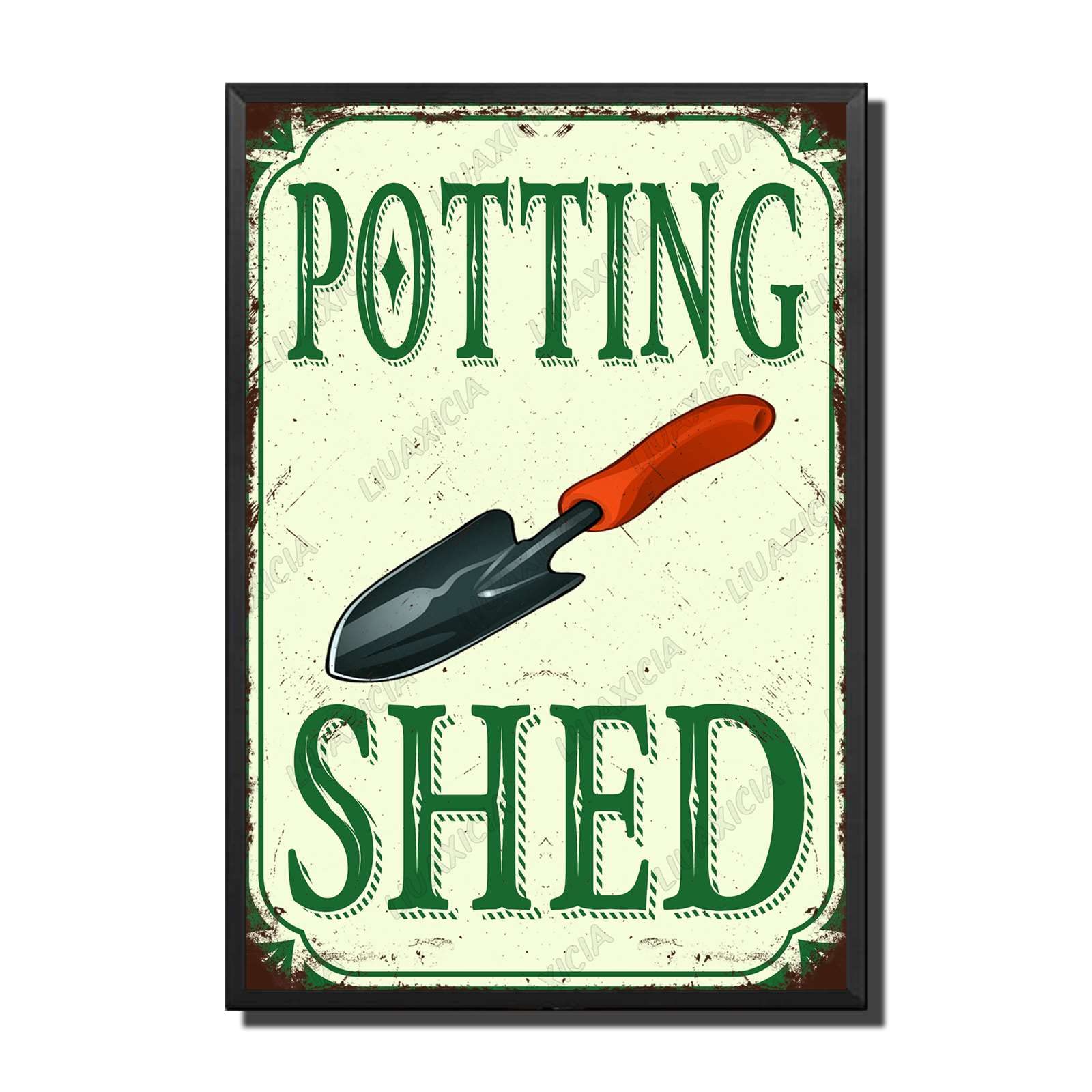 peiyeety Metal Tin Sign Potting Shed Vintage Decorative Wall Art,Retro Gardening Lover Rustic Plaque for Home Living Room Bedroom Garden Patio,12x16 Inch