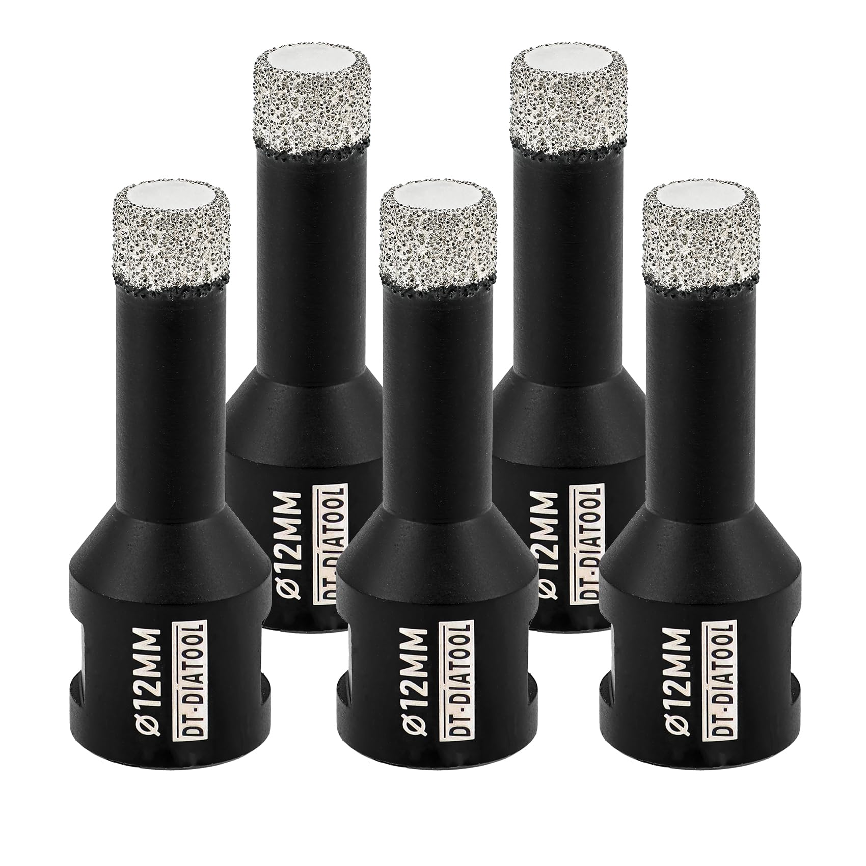 DT-DIATOOL Diamond Drill Bit 5PCS 12mm Hole Saw for Dry Drilling Tile Porcelain Marble Ceramic Granite