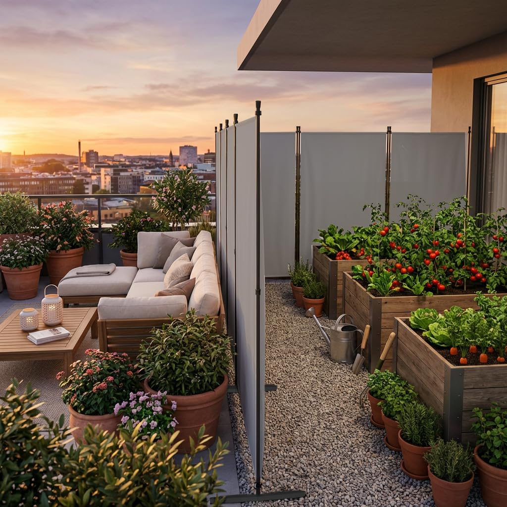 ACXIN Parawan, 5-częściowy, 400 x 180 cm, wolnostojący, ochrona przed wzrokiem i ścianka działowa, na balkon, do salonu i biura, składana ściana hiszpańska, nieprzejrzysta ścianka działowa, parawany