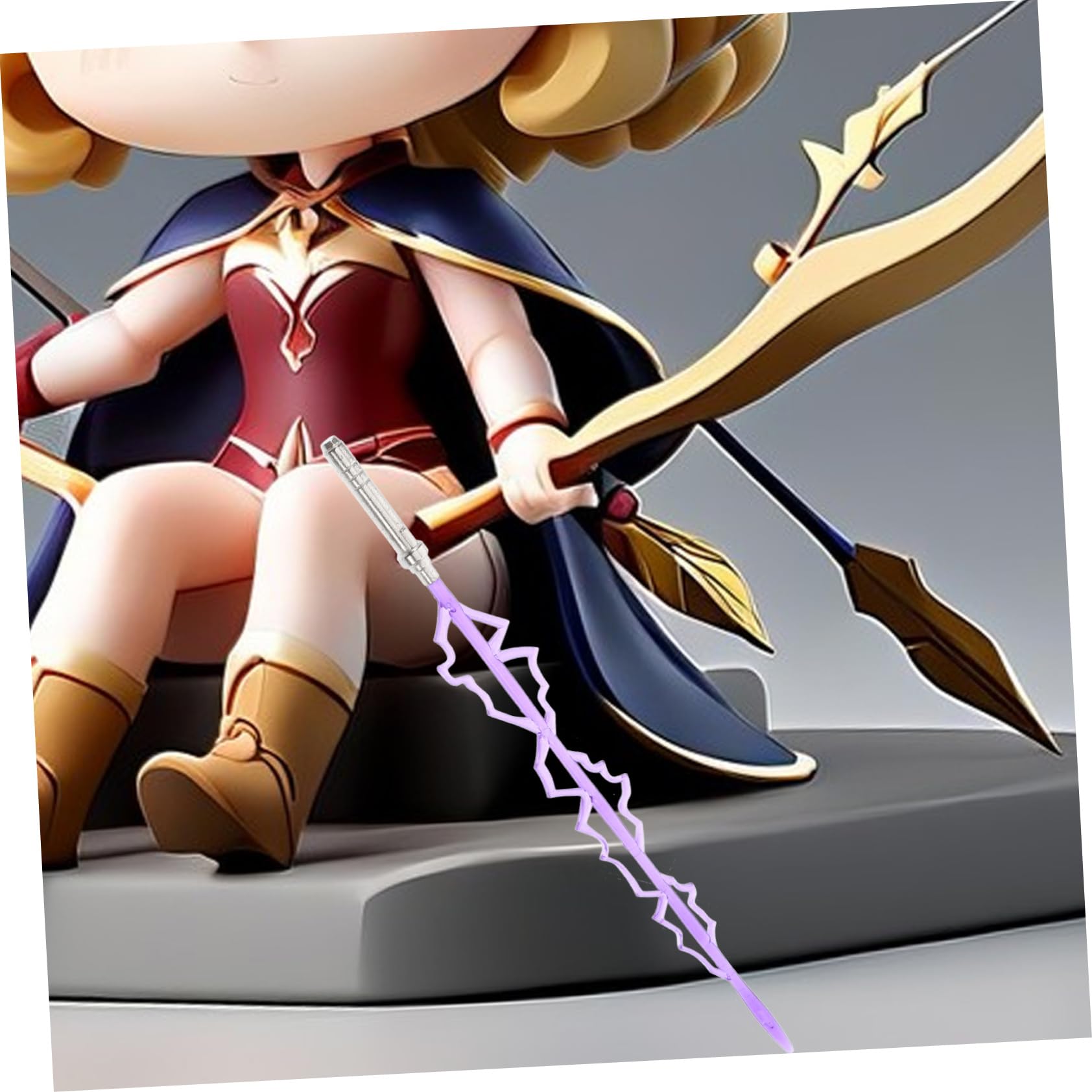 Alloy Sword Model 1/100 Scale Sword with Purple Plastic Figure and Light up Cosplay for Collectors and Decor - Image 4