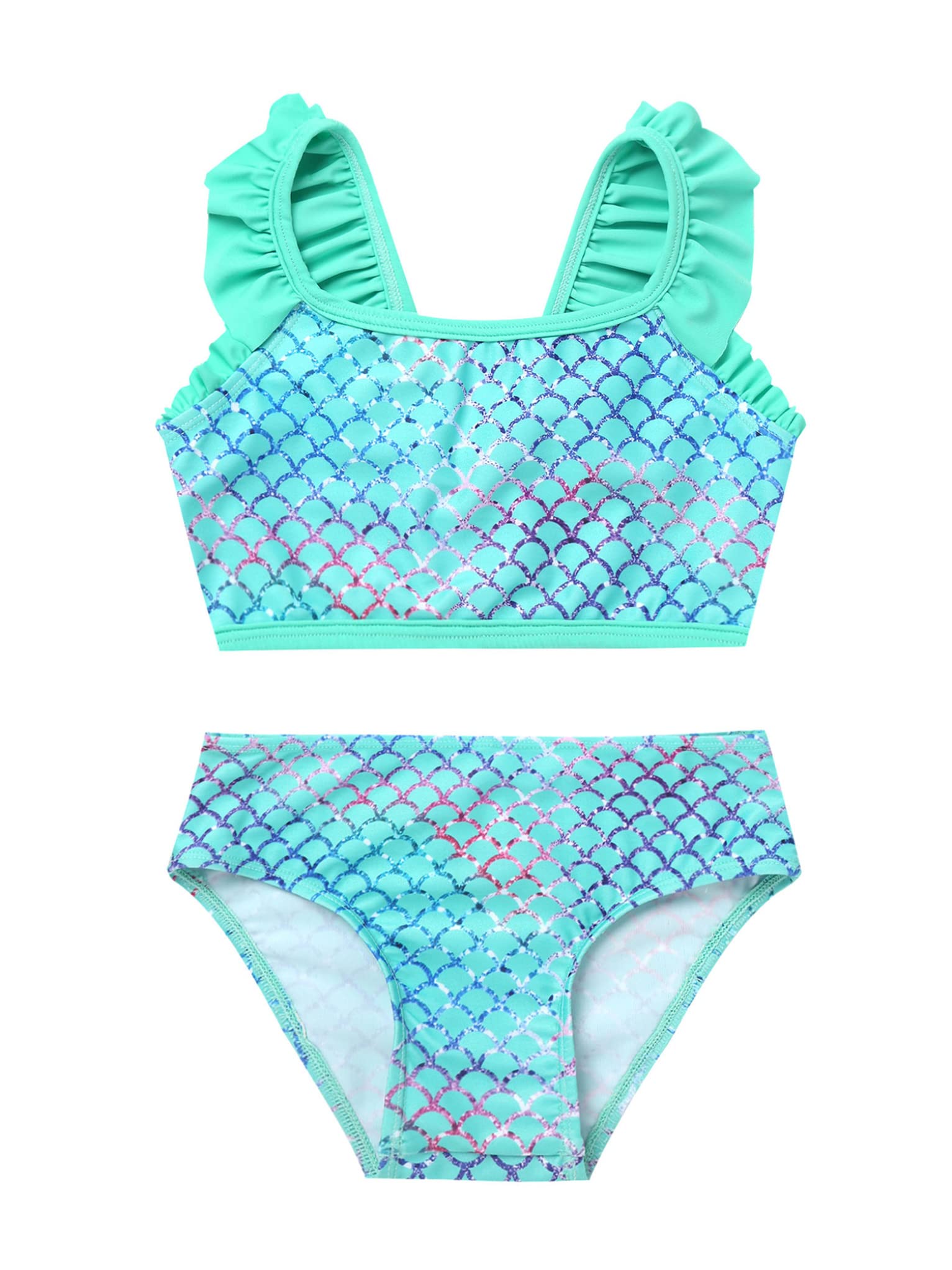 Dziewczęcy kostium kąpielowy, jednorożce, bikini, dwuczęściowy zestaw bikini z szortami kąpielowymi, moda kąpielowa, strój kąpielowy