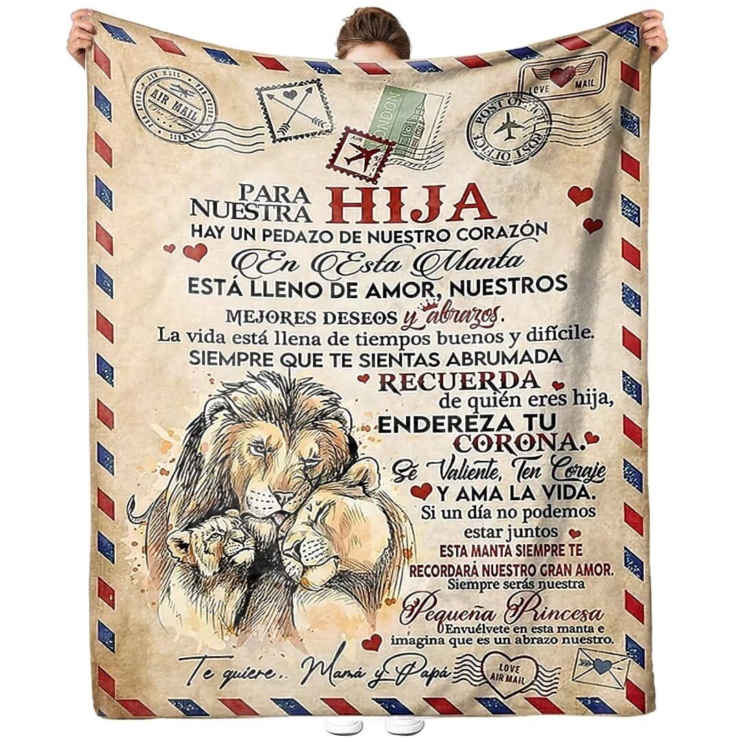 Manta Personalizada Para Mi Hija De Papá Mamá - Mensaje De Bendición En Español, Franela Súper Suave Para Sofá Cama De Invierno - Regalo De Cumpleaños Y Navidad