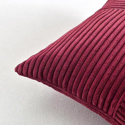 Miniatura 5 de Fancy Homi Paquete de 2 fundas de almohada decorativas color burdeos de 12 x 12 pulgadas con para sala de estar, sofá cama, rústica estilo bohemio,