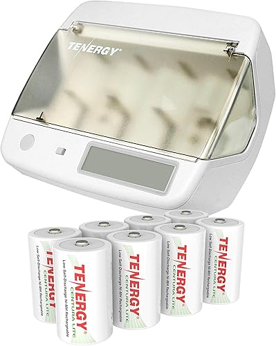 Tenergy Paquete de 8 baterías recargables Centura Lite tamaño D y universal, batería NiMH D de 3,000 mAh, batería recargable de tamaño D, con TN299