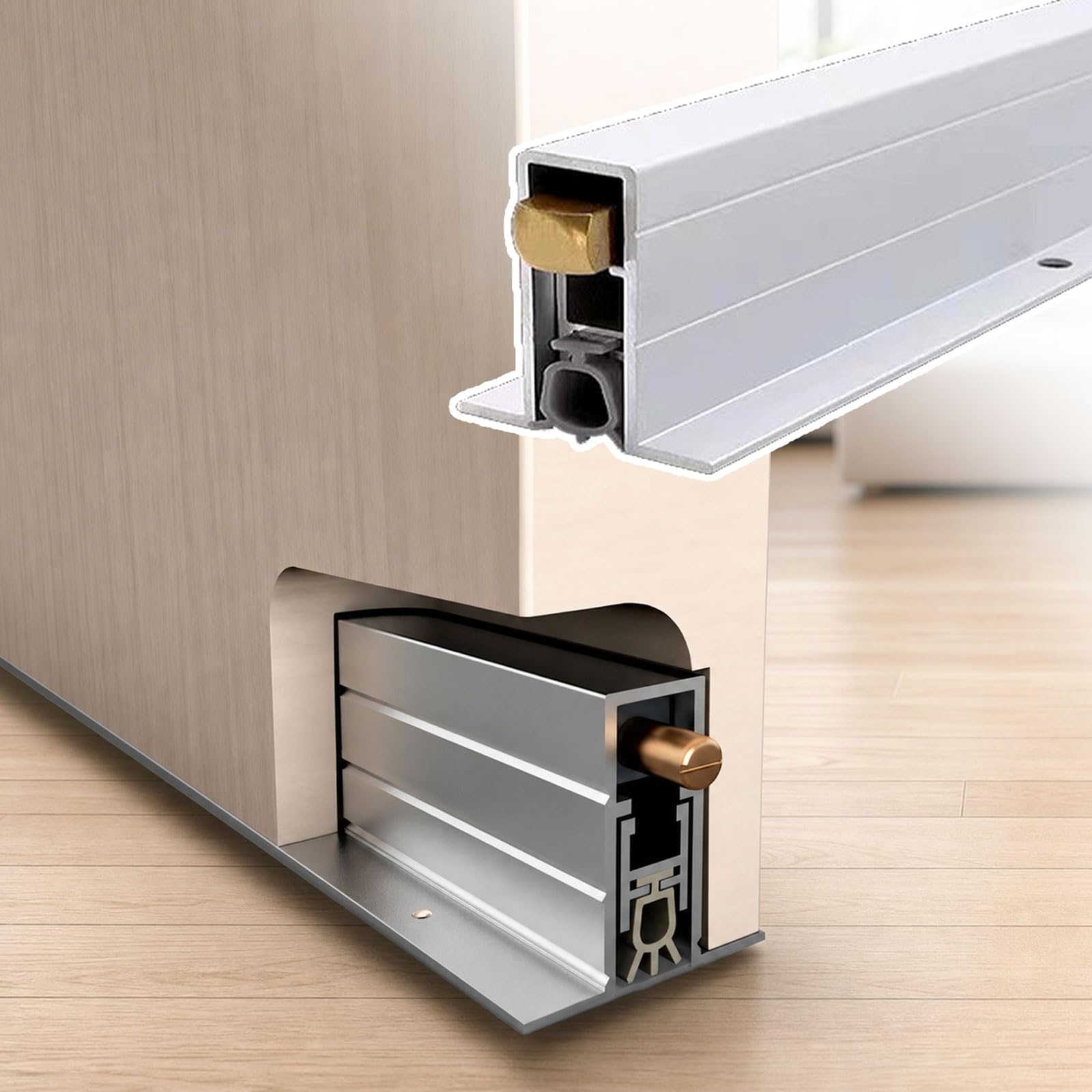 Guarnizione Automatica Sottoporta In Alluminio,Kit di Guarnizioni Automatiche Nascoste per Porte,Paraspifferi Sottoporta,Antipolvere,Insonorizzato,Antivento,per Uso Domestico e Commerciale