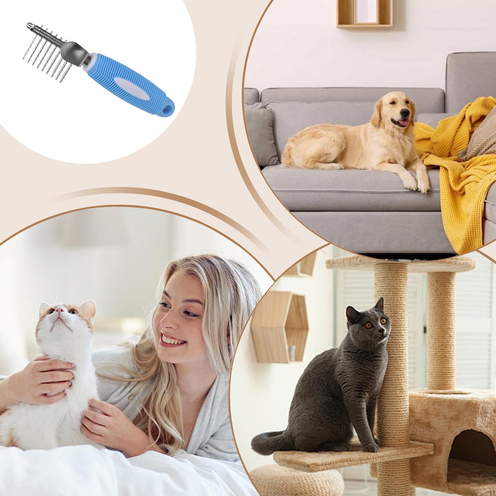 Spazzola Dematting per Cani Rimuovitore Delicato Di Per Animali Domestici | Strumento per la e Rimozione Pelo del Cane Per Cani Tutte Taglie Cuccioli Interno Esterno Viaggio