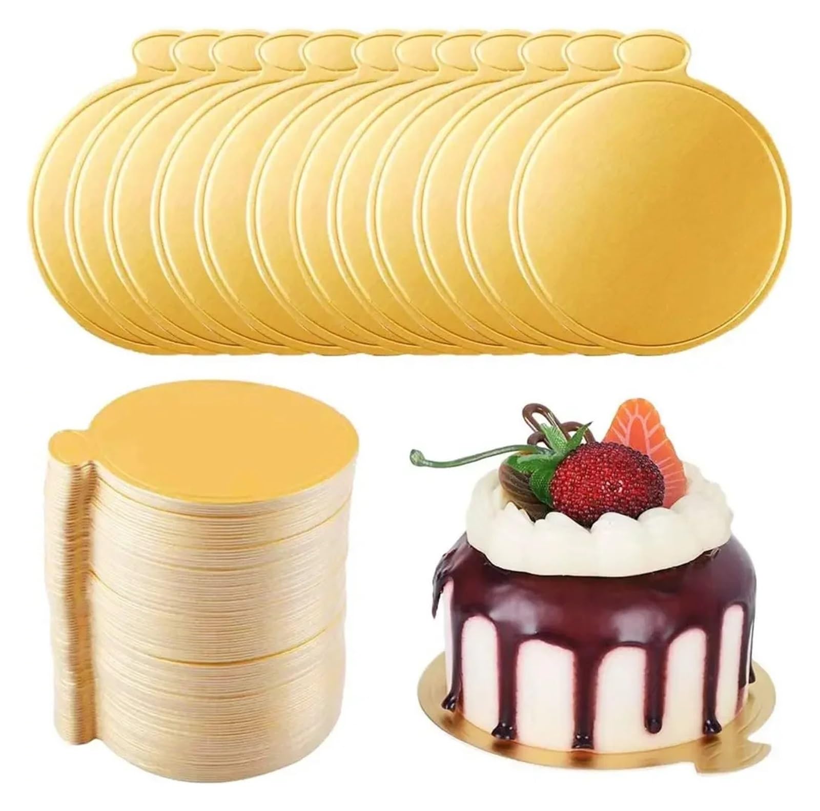 Sottotorta Tondo 100 Pezzi/Confezione di Mini vassoi for Torte in Cartone for Cupcake e Dessert(90x50mm)
