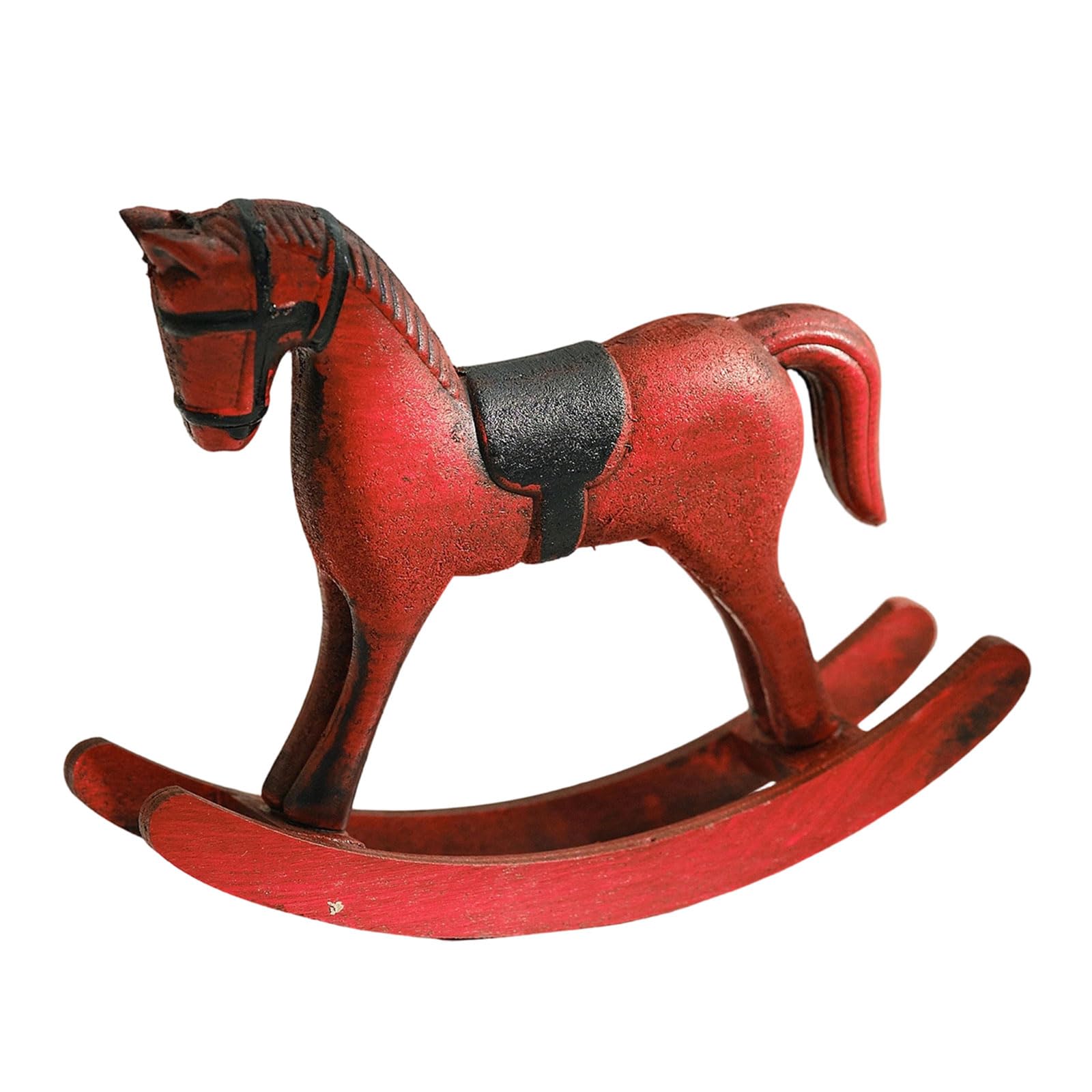 Scandinavian Artistic Rocking Horse Statue Elegant Shelf Ornament Study Decor Wooden Rocking Horse Ornament