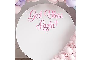 Personalized God Bless Vinyl Decal, Round Balloon Arch Backdrop Sticker