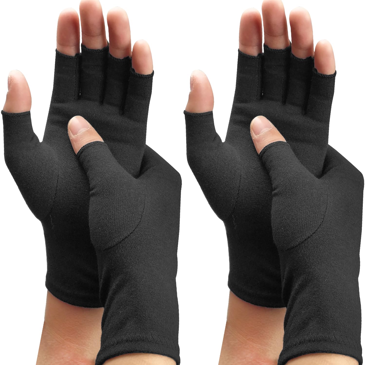 DRNAIETY 2 Pairs Compression Gloves- Arthritis Gloves for Men & Women, Fingerless for Typing Daily Work (S)