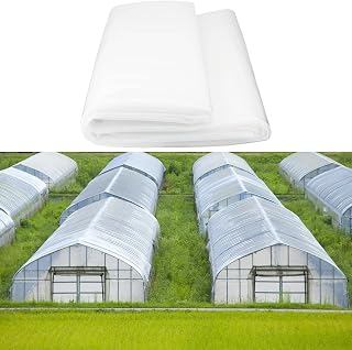 Calager Greenhouse Plastic Sheeting,8m Heavy Duty Polythene Sheeting,Thick Clear Greenhouse Film,UV Resistant Plastic Sheet Polytunnel Cover,Garden Plant Cover Sheet for Greenhouse,Farming (White)