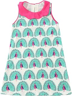 HILEELANG Little Girls Cotton Dress Sleeveless Casual Summer Sundress Flower Printed Jumper Skirt