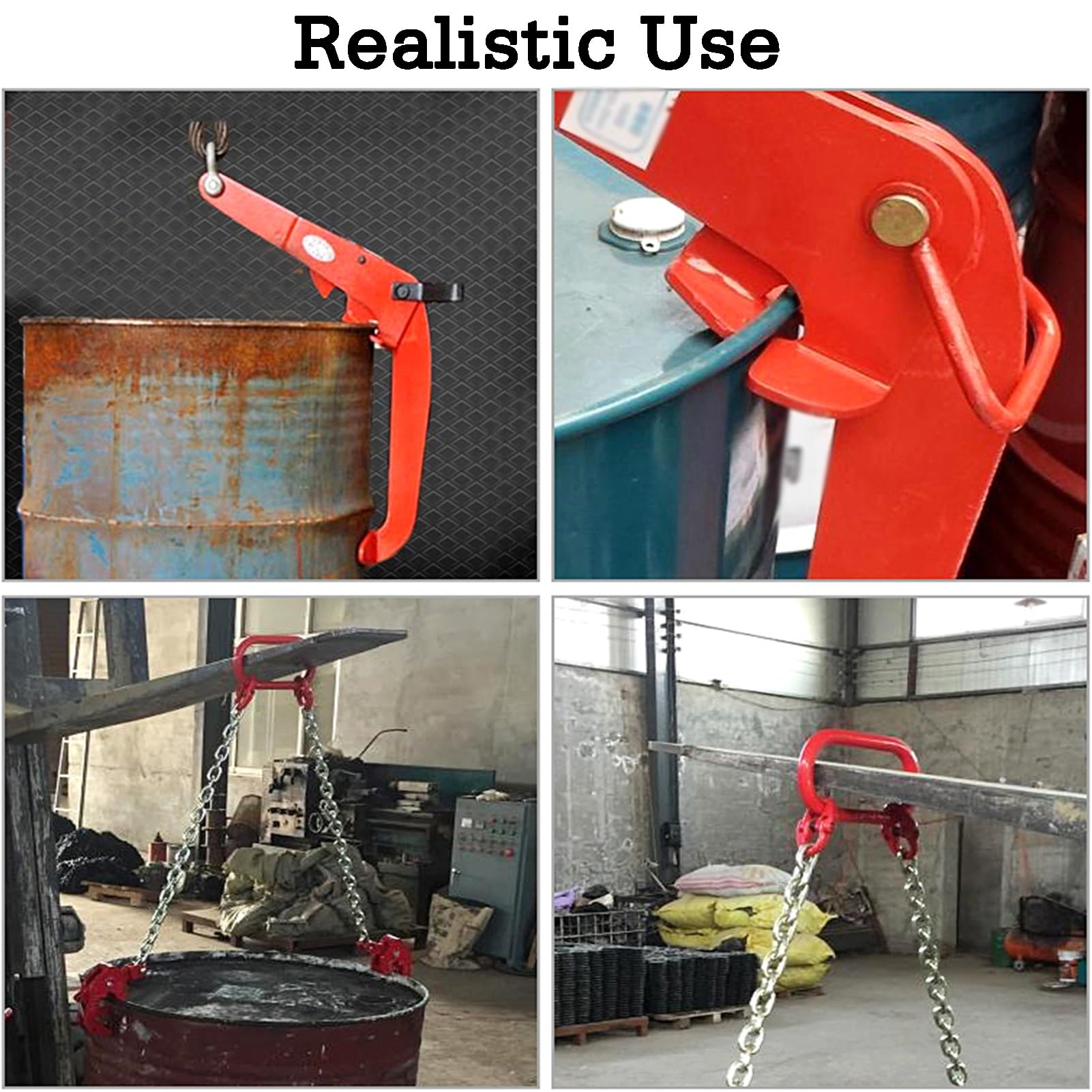 Vertikaler Fassheber mit Ölfassklemme, spezieller Hakenspreizer, Kran-Gabelstapler-Top-Haken-Fasslift, for Fabriklager(Style 3)