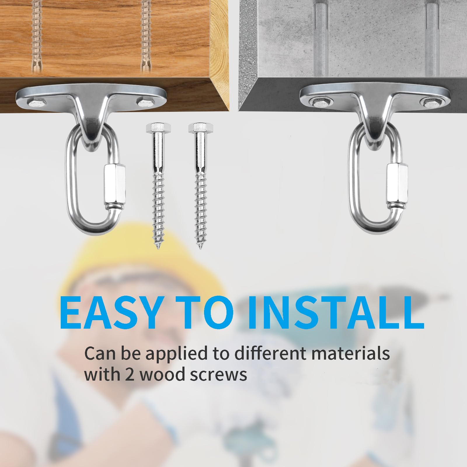 Dakzhou 2 Heavy Duty Swing Hangers Swing Brackets Wooden and Concrete Bolts 2000 lb Capacity Playground Porch Yoga Seat Trapeze SwingSets Indoor Outdoor