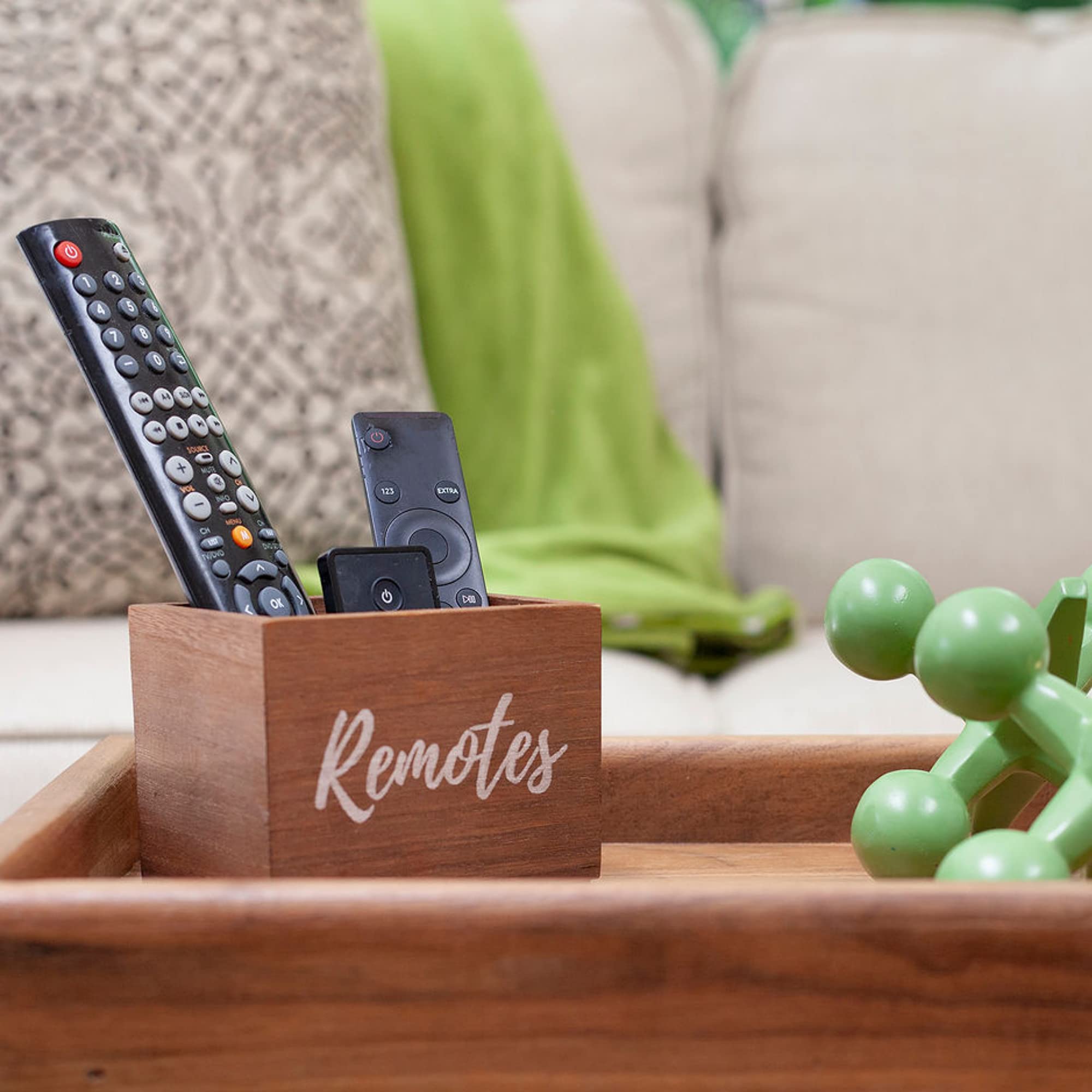 Buy Farmhouse Remote Control Holder, Wooden TV Remote Caddy for Any