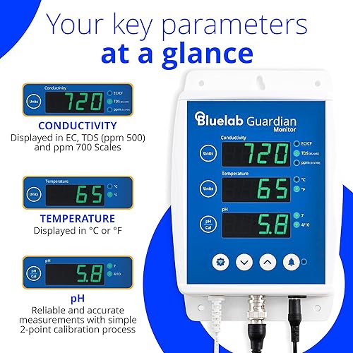 Miniatura 4 de Bluelab Guardian Monitor Wi-Fi para mediciones en tiempo real de pH, temperatura y conductividad (TDS) en agua con calibración, medidor digital de