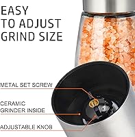 Vista 4 de Gulex® Molinillo de pimienta, molinillo de sal recargable (paquete individual) molinillo de pimienta negra de grosor ajustable, salero de mar