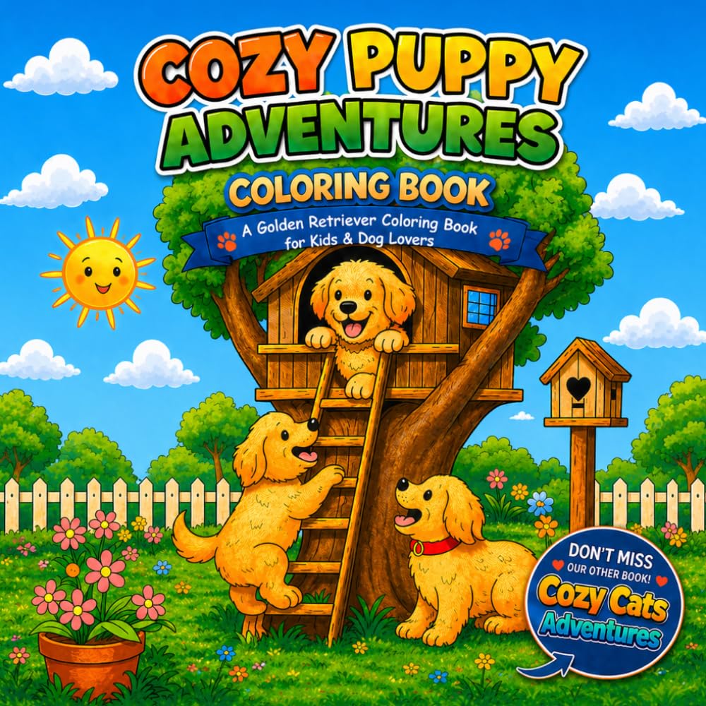 Cozy Puppy Adventures Coloring Book: A Golden Retriever Coloring Book for Kids & Dog Lovers