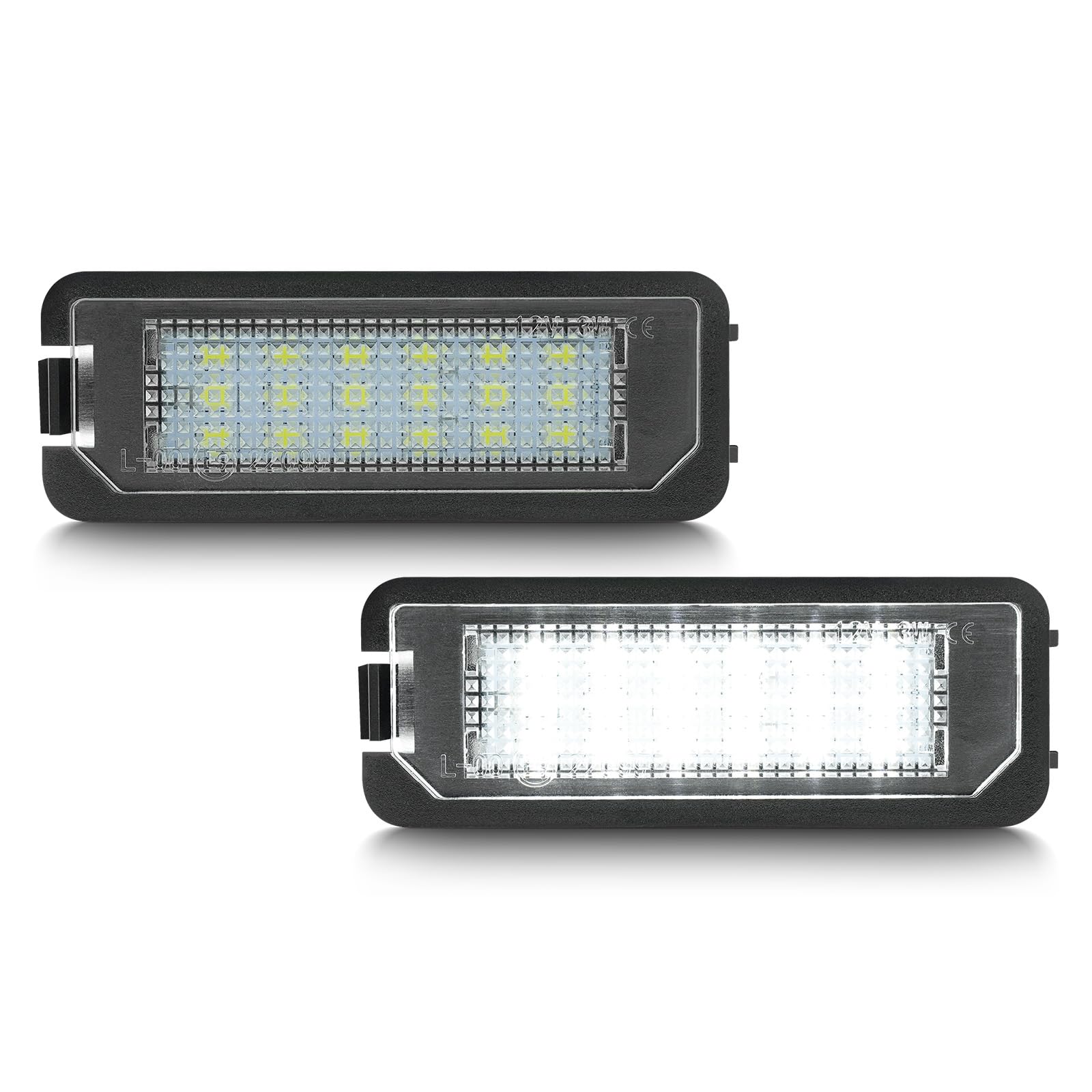 LED License Plate Lights Compatible with Volkswagen VW Golf 4 5 6 GTi CC Rabbit Eos Beetle Porsche Boxster Cayman Cayenne Carrera, Clear Lens Number Plates Light Pack of 2