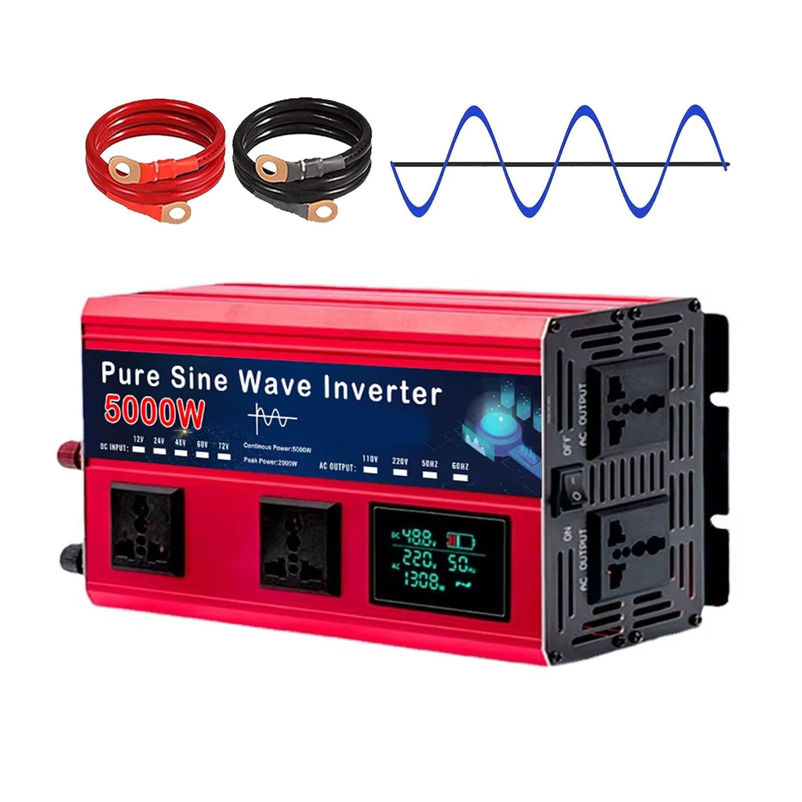 Inversor de Onda Senoidal Pura de 5000W Pico con 4 Salidas de CA