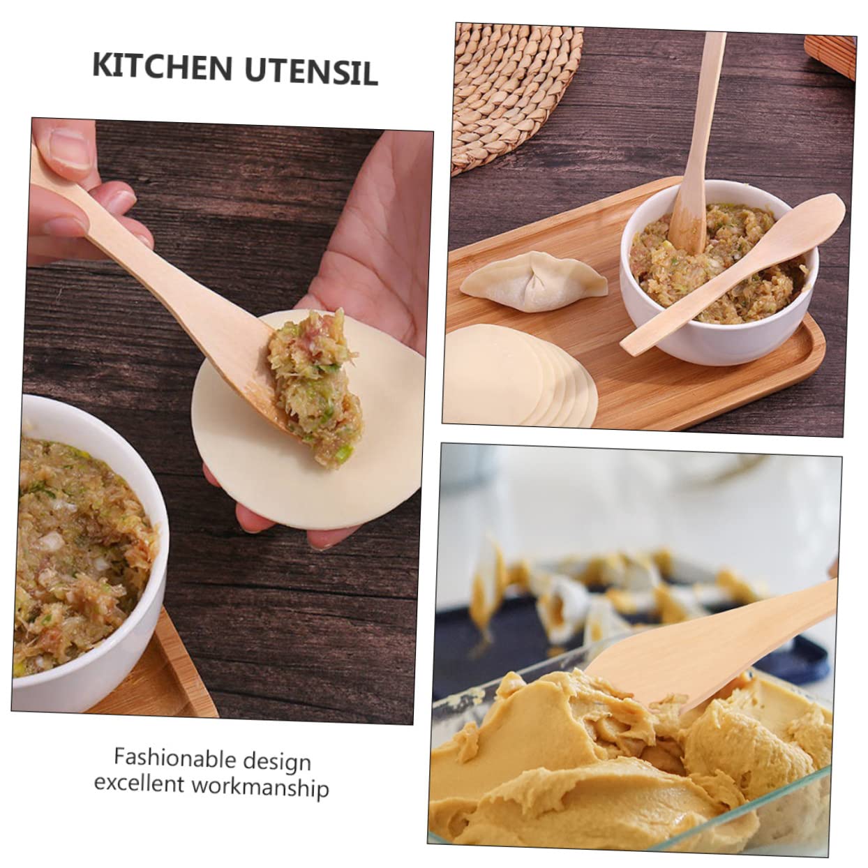 Alipis 15Pcs Wooden Spreader for Dumplings Wontons and Baozi Kitchen Utensils for Easy Filling and Spreading Stylish Design for Home and Restaurant Use