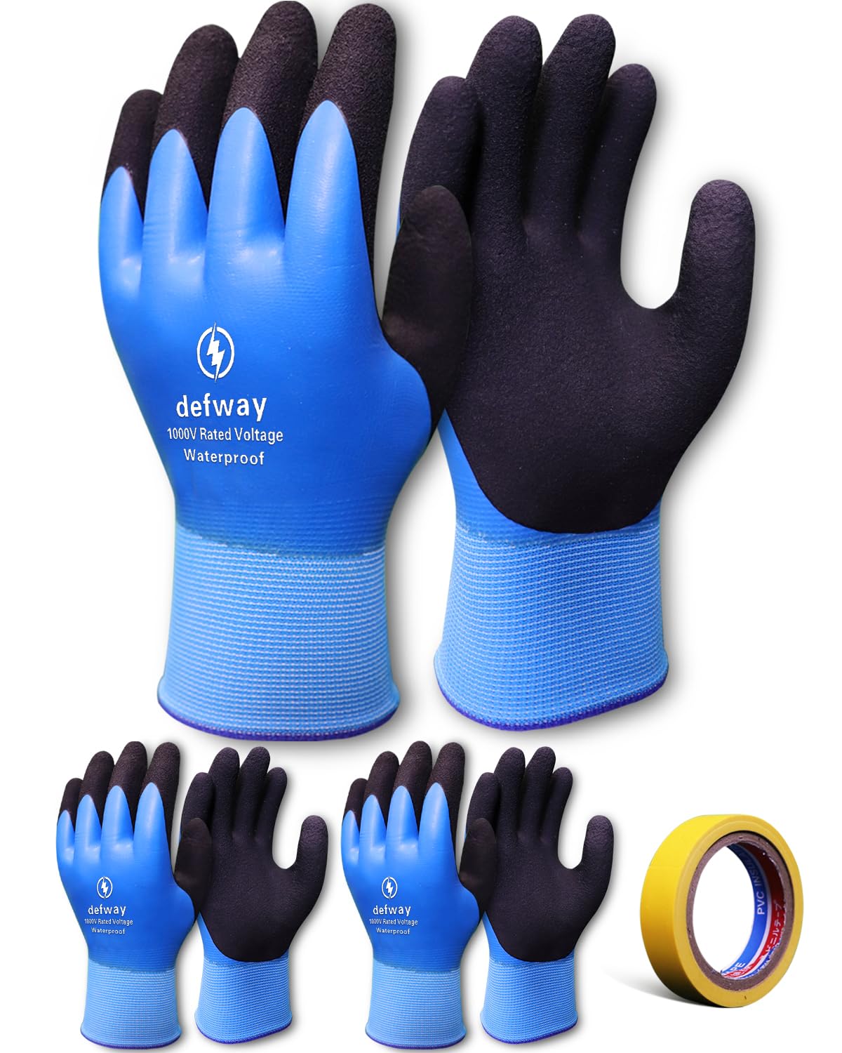 defway Insulated Work Gloves 1000V High Voltage Resistant Electrician Gloves Waterproof Work Gloves Rubber Non Slip Design